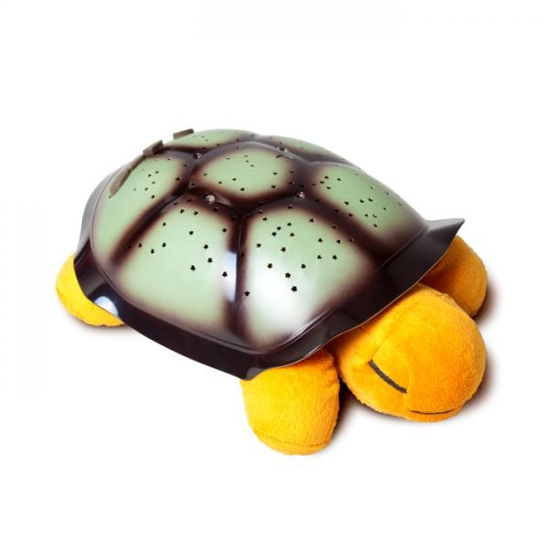 Проектор звездного неба Музыкальная черепаха, желтый/зеленый/красный/синий, 4 мелодии/автоотключение/смена цветов, питание 3*AA/USB, оранжевый