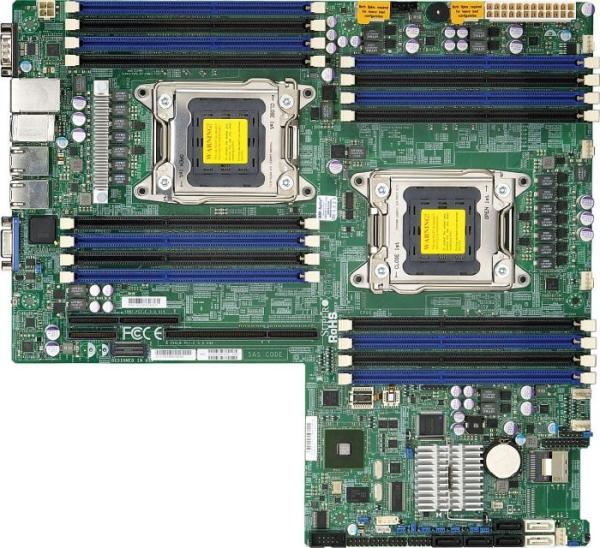 Материнская плата Dual S2011 Intel X9DRW-iF, C602, 8ГТ/с, 16DDR3 1866 ECC Reg Quad Channel, VGA, 8SATAII/2SATAIII RAID(5), 4*USB2.0, COM, 2*LAN1Gb, eATX