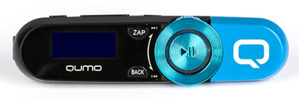 Плеер MP3 Флэш QUMO Magnitola, ЖК 1.1", 4GB, MP3/WMA, USB2.0, FM радио, аккумулятор, 10ч, клипса, голубой
