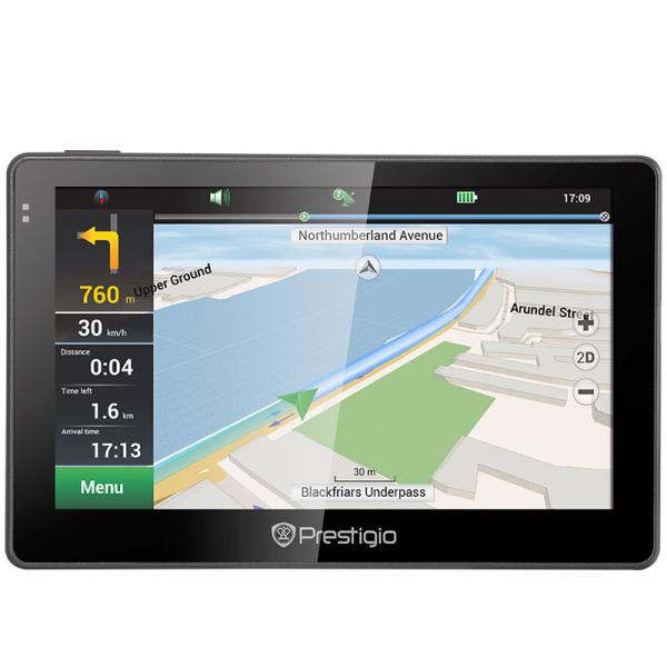 GPS навигатор автомобильный Prestigio GeoVision 5057, 66 каналов, 4GB, ЖКД 5" 480*272, SD-micro, USB2.0, подсветка, сенсорный экран, Li-Poly, Навител Навигатор