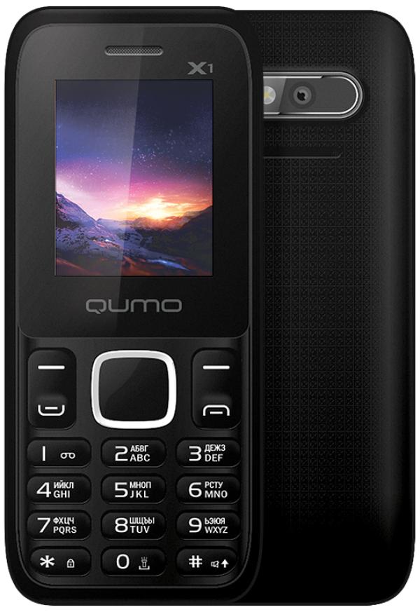 Мобильный телефон 2*SIM QUMO Push X1, GSM850/900/1800/1900/GPRS, 1.8" 160*128, камера 0.3Мпикс, SD-micro/SDHC-micro, MP3 плеер, черный