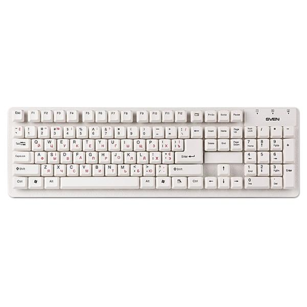 Клавиатура Sven Standard 301, USB, влагозащищенная, белый