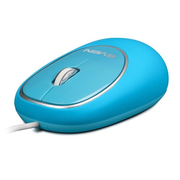 Мышь оптическая Sven RX-555 Antistress Silent, USB, 3 кнопки, колесо, 1800dpi, бесшумные кнопки, силикон, голубой