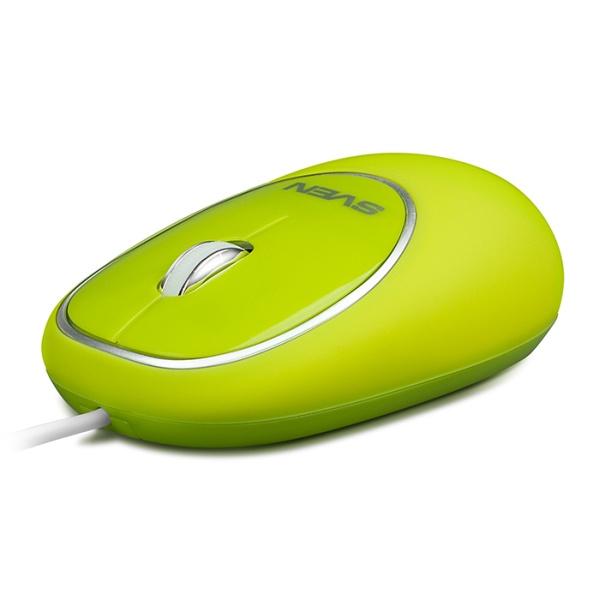 Мышь оптическая Sven RX-555 Antistress Silent, USB, 3 кнопки, колесо, 1800dpi, бесшумные кнопки, силикон, зеленый