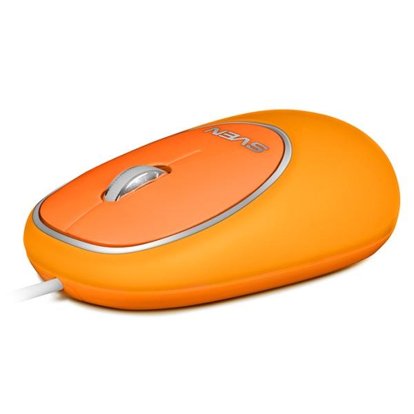 Мышь оптическая Sven RX-555 Antistress Silent, USB, 3 кнопки, колесо, 1800dpi, бесшумные кнопки, силикон, оранжевый