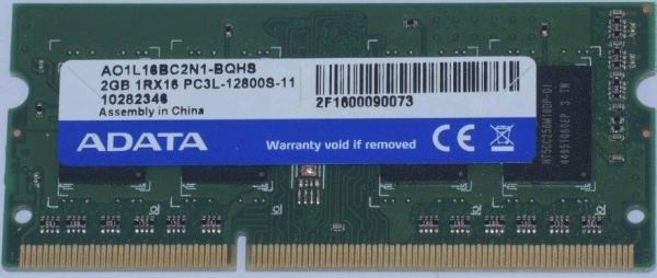 Оперативная память SO-DIMM DDR3  2GB, 1600МГц (PC12800) A-Data AO1L16BC2N1-BQHS, 1.35В
