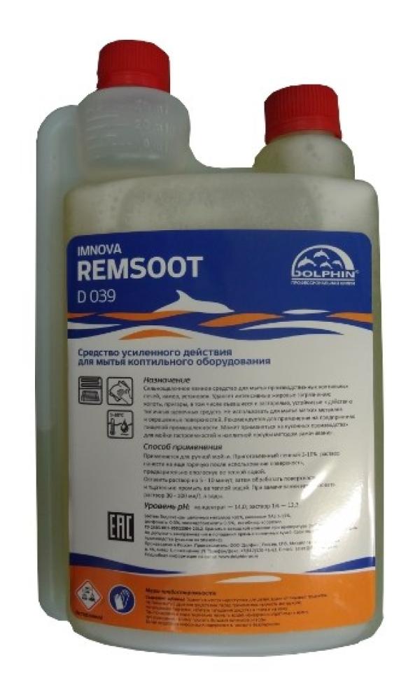 Средство для чистки кухонных плит и духовых шкафов Dolphin Remsoot D 039, пенное, для ручной мойки, pH 12.3, концентрат 30..100мл на 1л, с дозатором, 1л