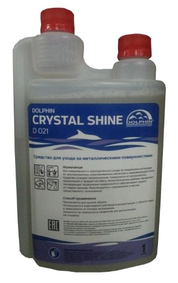 Универсальное чистящее средство Dolphin Crystal Shine D 021, для ухода за поверхностям из металлов, нержавеющей стали, хромированных и никелированных деталей, концентрат 1..10мл на 1л, с дозатором, 1л