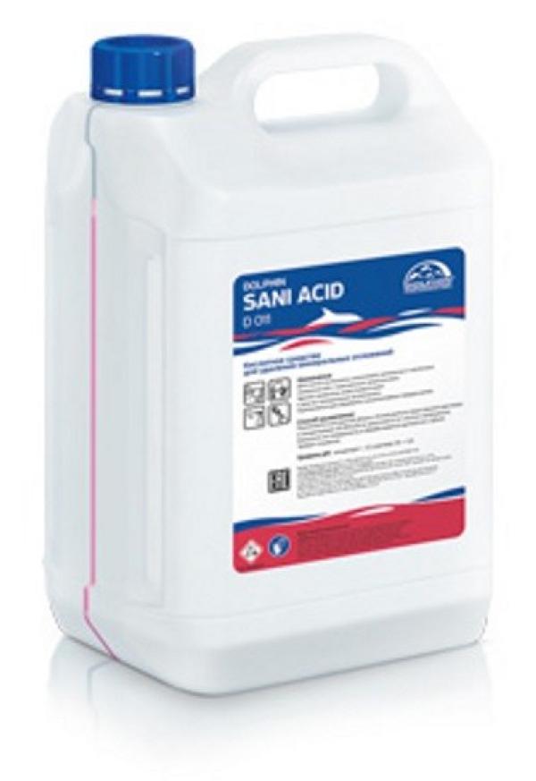 Средство для удаления налета и ржавчины Dolphin Sani Acid D 011, для ручной уборки, pH 2.4, концентрат 10..20мл на 1л, кислотное, 5л