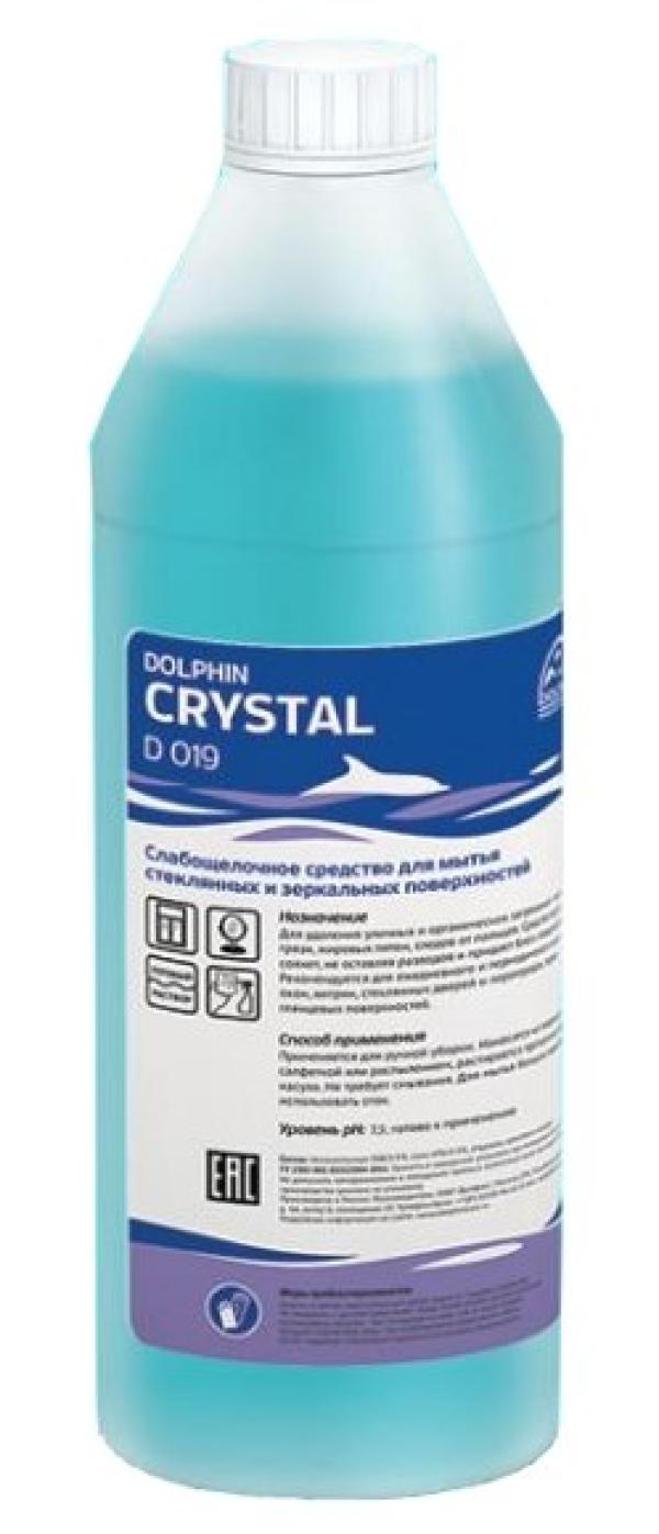 Средство для мытья стекла, зеркал Dolphin Crystal D 019, для ручной уборки, pH 7, слабощелочное, 1л