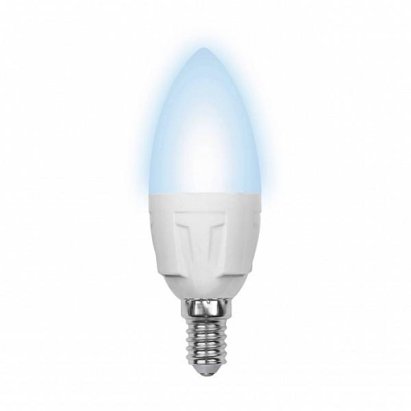 Лампа E14 светодиодная белая Volpe Optima LED-C37-6W/NW/E14/FR/O, 6/40Вт, нейтральный белый, 4500K, 175..250В, 450Лм, 25000ч, свеча, матовый, 37/100мм