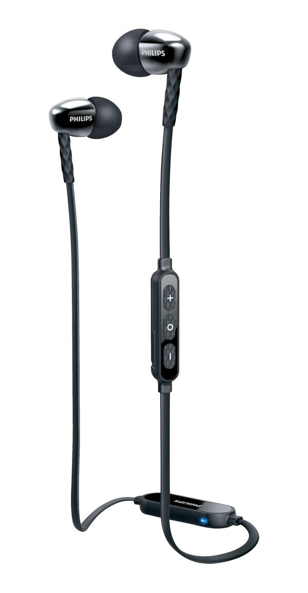 Наушники с микрофоном беспроводные BT вставные Philips SHB5850BK/51, 10..21000Гц, Bluetooth 4.1, A2DP/AVRCP/HFP/HSP, microUSB, регулятор громкости, 7ч, черный