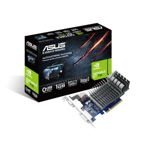 Видеокарта PCI-E Gf GT710 ASUS 710-1-SL, 1GB GDDR3 64bit 954/1800МГц, PCI-E3.0, HDCP, DVI/HDMI/VGA, 19Вт