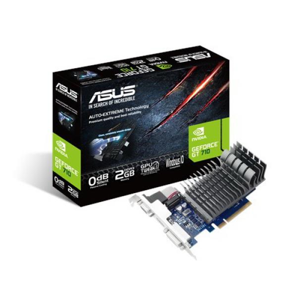 Видеокарта PCI-E Gf GT710 ASUS 710-2-SL, 2GB GDDR3 64bit 954/1800МГц, PCI-E3.0, HDCP, DVI/HDMI/VGA, 19Вт