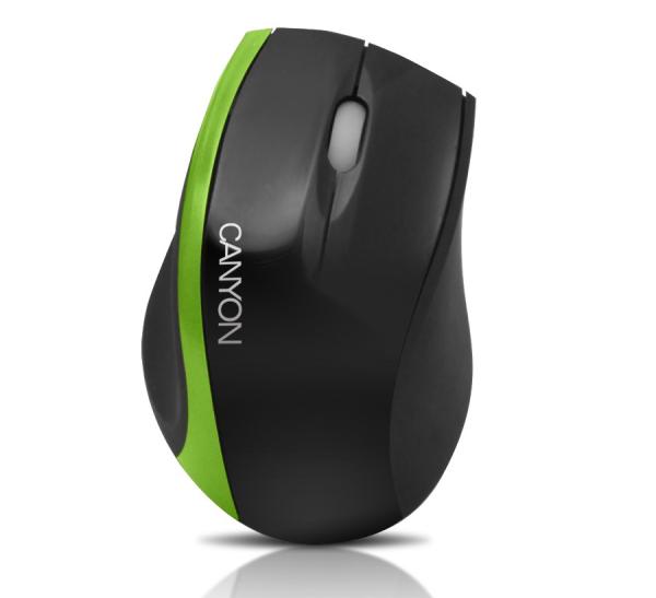 Мышь оптическая Canyon CNR-MSO01NG, USB, 3 кнопки, колесо, 800dpi, черный-зеленый