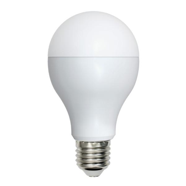 Лампа E27 светодиодная белая Volpe Optima LED-A65-15W/NW/E27/FR/O, 15/125Вт, нейтральный белый, 4500K, 175..250В, 1300Лм, 25000ч, груша, матовый, 65/120мм
