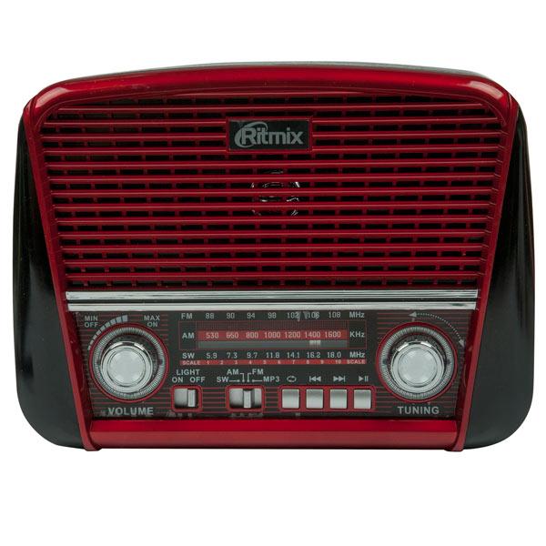 Радиоприемник Ritmix RPR-050 RED, MP3/WMA, AM/FM/SW, USB2.0/SD/microSD, MiniJack, фонарь, аккумулятор/R20*2шт/220В, красный