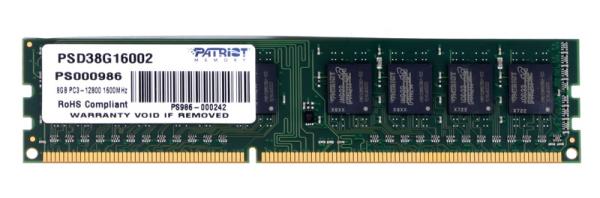Оперативная память DIMM DDR3  8GB, 1600МГц (PC12800) Patriot PSD38G16002, 1.5В