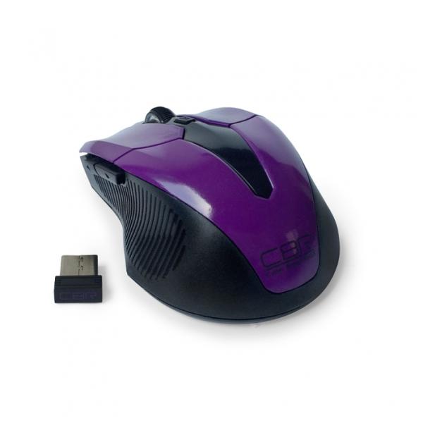 Мышь беспроводная оптическая CBR CM 547 Grey, USB, 5 кнопок, колесо, FM, 2400/1600/1200dpi, 2*АAA, черный-фиолетовый