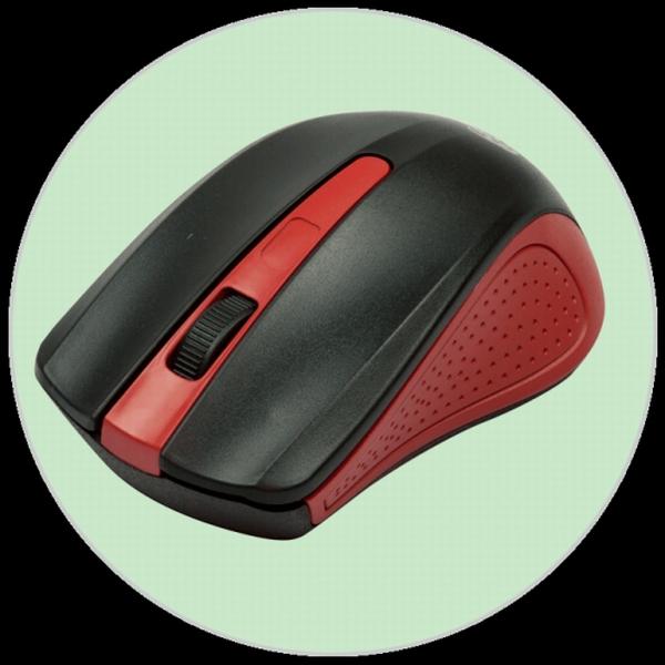 Мышь беспроводная оптическая Ritmix RMW-555, USB, 3 кнопки, колесо, FM 10м, 1000dpi, 2*AAA, черный-красный