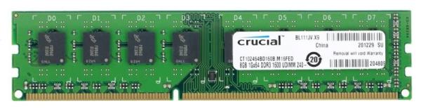 Оперативная память DIMM DDR3  8GB, 1600МГц (PC12800) Crucial CT102464BD160B, 1.35В, retail