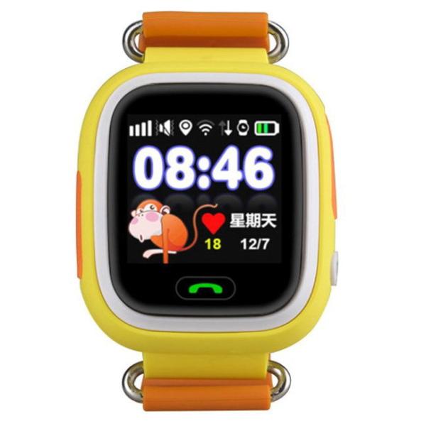 Часы детские Smart Baby Watch Q80s, GSM 900/1800/GPRS, 1.22", GPS, желтый-оранжевый
