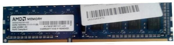 Оперативная память DIMM DDR3  4GB, 1600МГц (PC12800) AMD AV34G1601H1-UO, 1.5В, CL 11-11-11-28