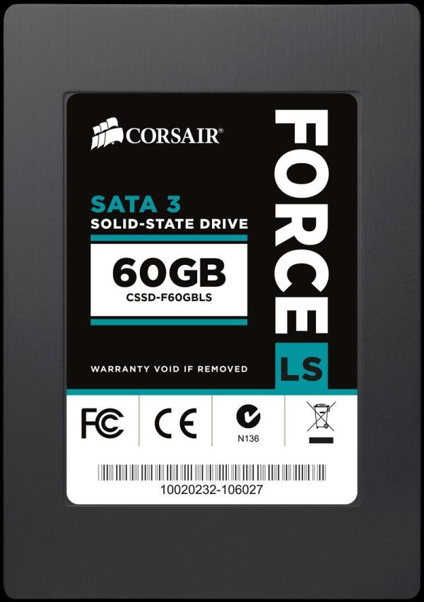 Накопитель SSD 2.5" SATA   60GB Corsair Force LS CSSD-F60GBLS, SATAIII, MLC, 540/450MB/s, 256MB cache