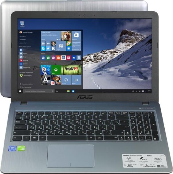 Ноутбук 15" ASUS R540SC-XX007T, Pentium N3700 1.6 4GB 1Тб GT810M 1GB DVD-RW USB2.0/USB3.0 USB-C LAN WiFi BT HDMI/VGA камера SD 1.9кг W10 серебристый