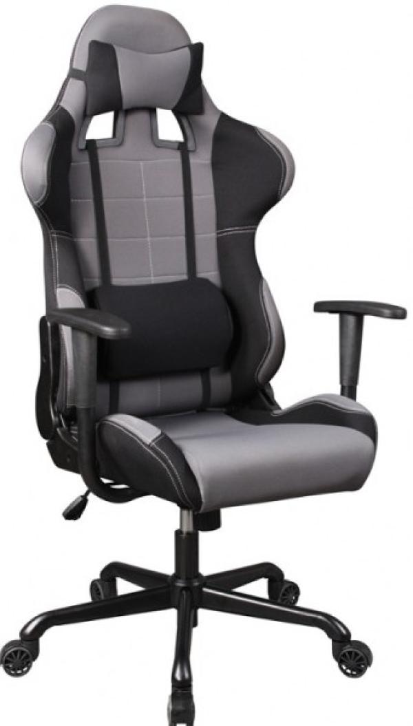 Кресло Buro 771/grey/black, серый-черный, ткань, механизм качания TMF, фиксация спинки в нескольких положениях, эргономичное, Т-образные подлокотники, крестовина-металл, регулировка высоты-газлифт