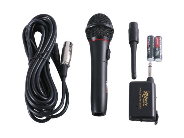 Микрофон беспроводной Ritmix RWM-101, 100..10000Гц, кабель 5м, FM до 15м, Jack, динамический, 72дБ, металл, черный