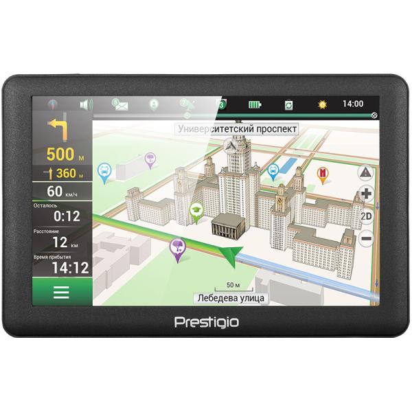 GPS навигатор автомобильный Prestigio GeoVision 5066, 66 каналов, 4GB, ЖКД 5" 800*480, SD-micro, USB2.0, подсветка, сенсорный экран, Li-Poly, Навител Навигатор