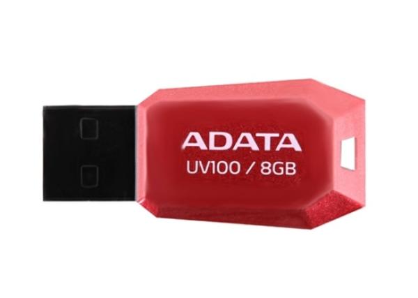Флэш-накопитель USB2.0   8GB A-Data UV100 AUV100-8G-RRD, компактный, красный, стильный дизайн