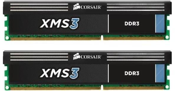 Оперативная память DIMM DDR3  4GB (2*2GB), 2000МГц (PC16000) Corsair XMS3 CMX4GX3M2B2000C9, CL 9-10-9-27, радиатор, retail, черный