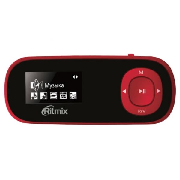 Плеер MP3 Флэш Ritmix RF-3410, ЖК 1" 128*64, 4GB, MP3/WMA/TXT, MicroSD/SDHC, USB2.0, FM радио, аудиозапись, аккумулятор, 10ч, клипса, красный, ????