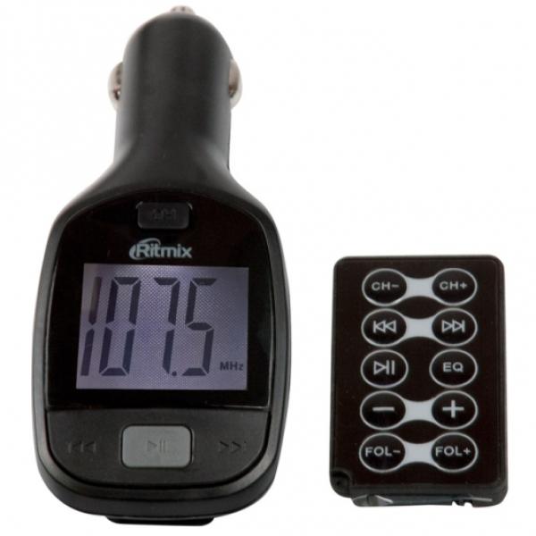 Плеер MP3  с радиопередатчиком для автомобиля Ritmix FMT-A705, MP3, SD/microSD/USB2.0, ЖКД, ПДУ, черный