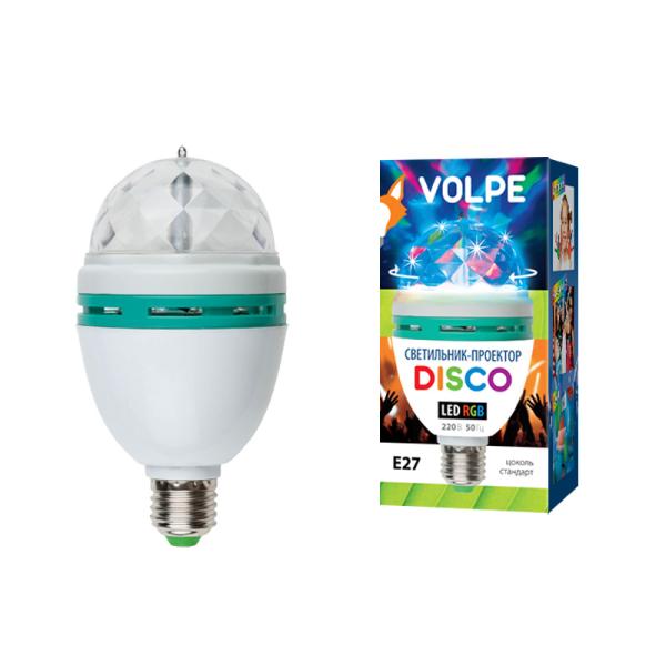 Диско лампа Volpe ULI-Q301, RGB, 3W, E27/220В, вращение/стробоскоп, белый