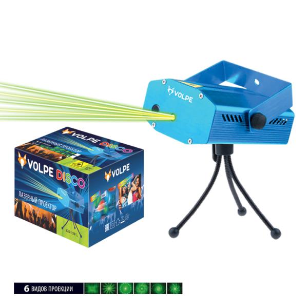 Лазерный проектор Volpe UDL-Q350, 6 проекций, звуковая активация, 220В, голубой