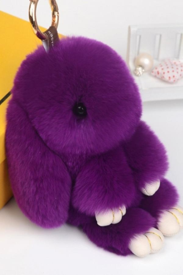 Брелок Кролик, натуральный мех, фиолетовый