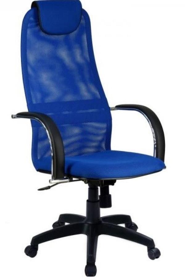 Кресло Метта BK-8 PL №23, синий, ткань-сетка, механизм качания TG, подлокотники закругленные с мягкими накладками, подголовник, крестовина-пластик, регулировка высоты-газлифт, до 120кг