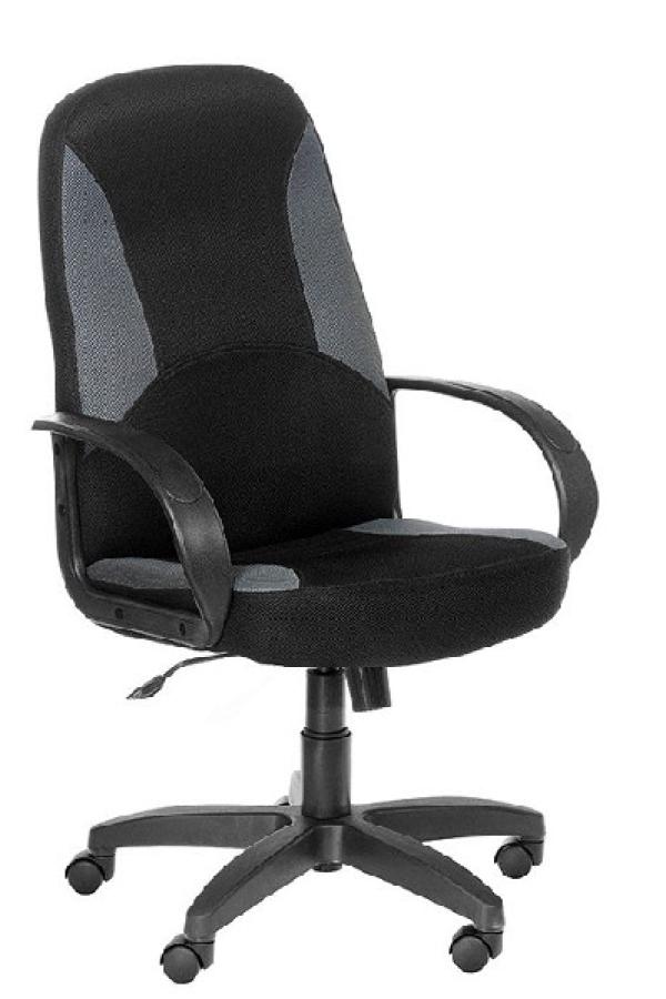 Кресло OLSS Амиго 783 TW-11/TW-12, черный-серый, механизм качания TG, закругленные подлокотники, крестовина-пластик, регулировка высоты-газлифт, до 80кг