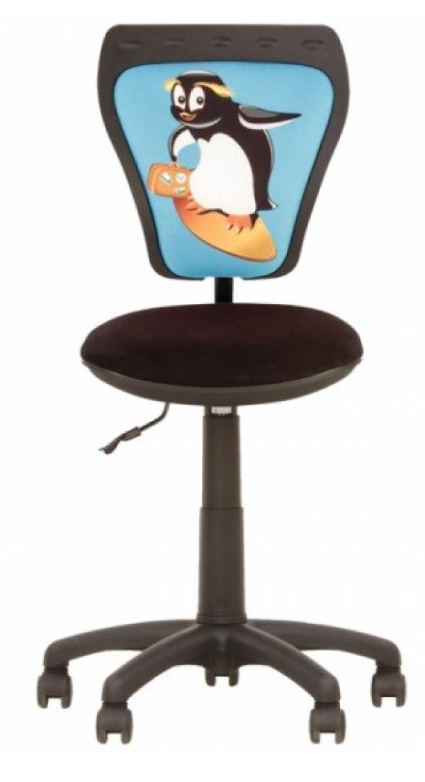 Кресло NS MINISTYLE GTS Penguin, акрил, голубой с рисунком, без подлокотников, крестовина-пластик, регулировка высоты сиденья - газлифт, до 80кг