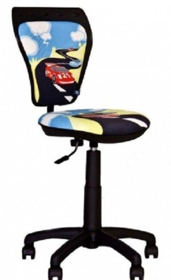 Кресло NS MINISTYLE GTS Turbo Q, черный с рисунком, акрил, без подлокотников, крестовина-пластик, регулировка высоты сиденья - газлифт, до 80кг