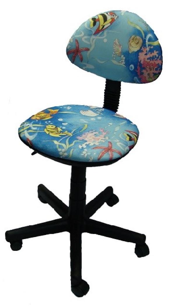 Кресло OLSS Логика Т-19, голубой с рисунком, акрил, без подлокотников, крестовина-пластик, регулировка высоты сиденья - газлифт, до 80кг
