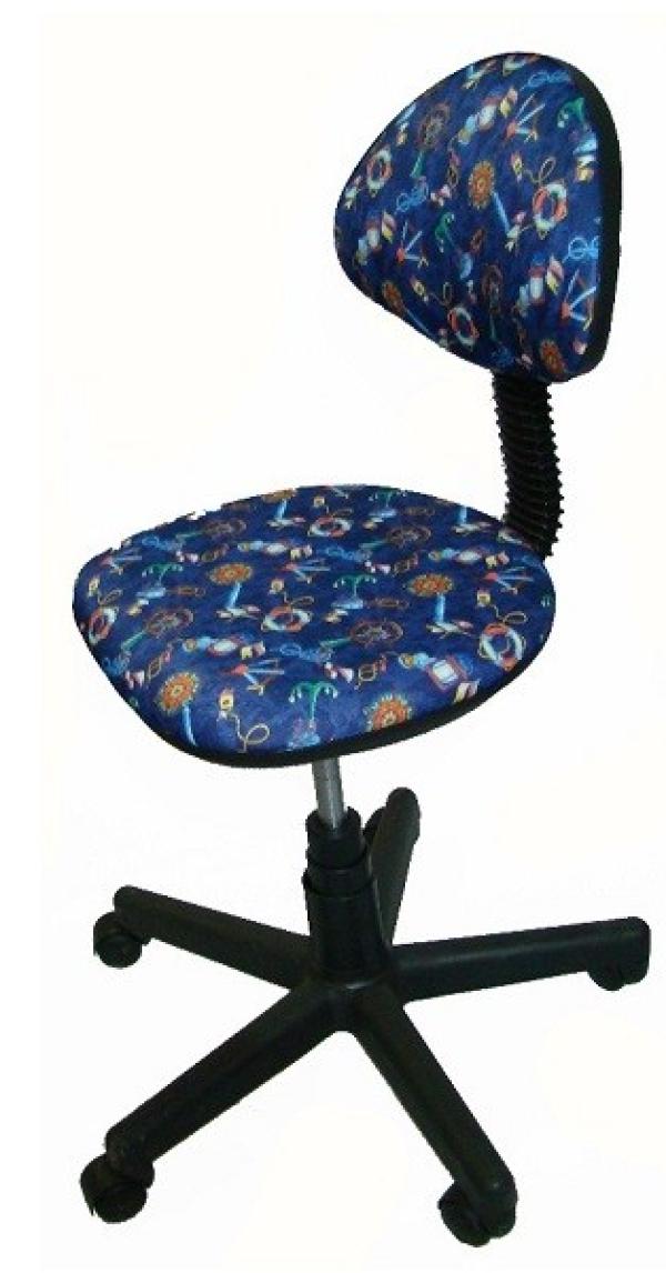 Кресло OLSS Логика Т-45CH, акрил, синий с рисунком, без подлокотников, регулировка высоты сиденья - газлифт, до 80кг