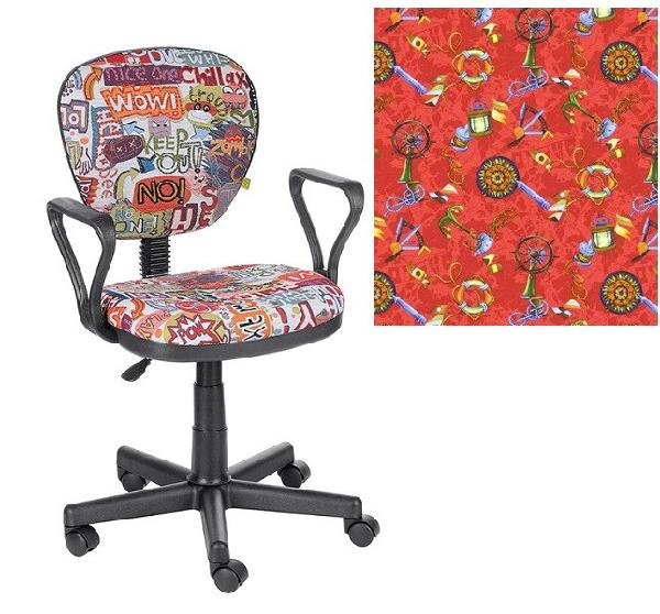 Кресло OLSS Гретта Profi Самбо Т-45, акрил, красный с рисунком, закругленные подлокотники, крестовина - пластик, регулировка высоты сиденья - газлифт, до 80кг