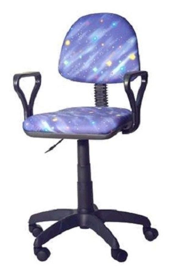 Кресло OLSS Регал Profi Самбо Т-13, акрил, синий с рисунком, закругленные подлокотники, крестовина - пластик, регулировка высоты сиденья - газлифт, до 80кг