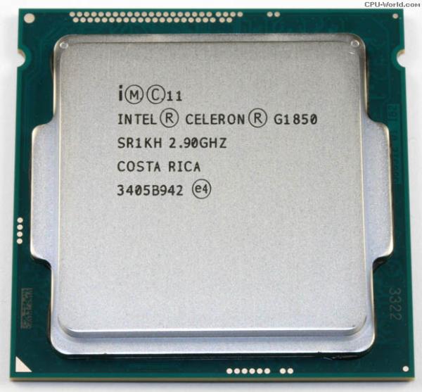 Процессор S1150 Intel Celeron G1850 2.9ГГц, 256KB+2MB, 5ГТ/с, Haswell 0.022мкм, Dual Core, видео 350МГц, 53Вт