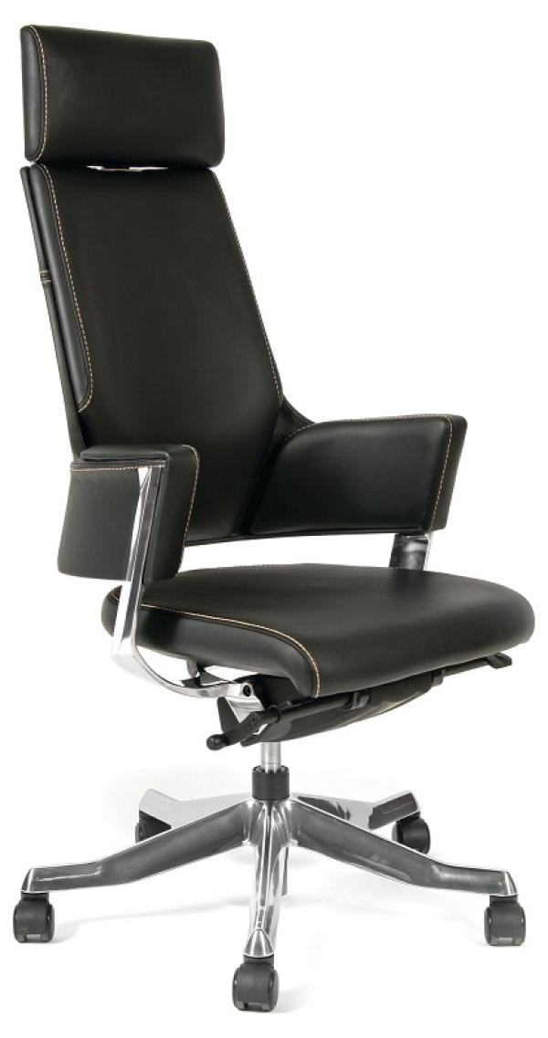 Кресло Chairman CH 260, черный, кожа COW, механизм качания SIN, закругленные подлокотники, крестовина-хром, регулировка высоты сиденья - газлифт, до 120кг