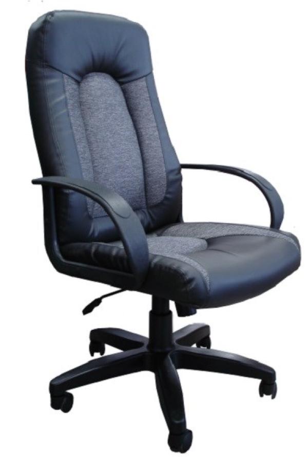 Кресло Chairman CH 429, черный-серый, экокожа-ткань 20-23, механизм качания TG, закругленные подлокотники, крестовина - пластик, регулировка высоты сиденья - газлифт, до 120кг